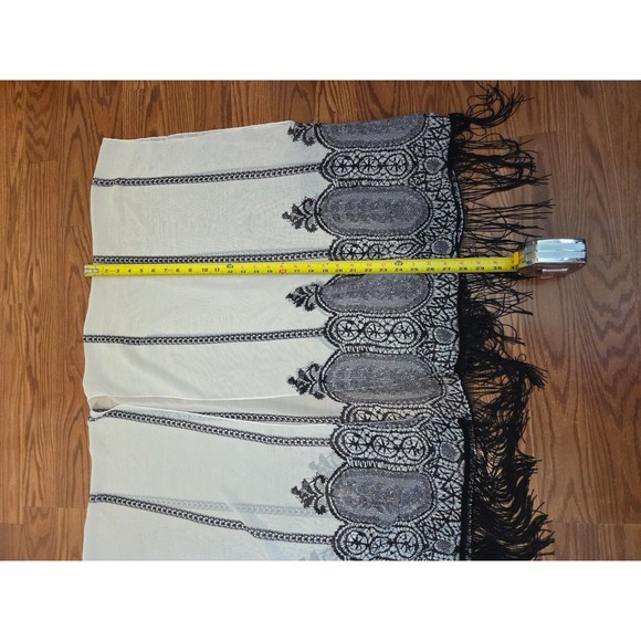 Cruise Club Black and White Fringe Kimono Wrap Cover Up FT10020 One Size NWT - Picture 5 of 7